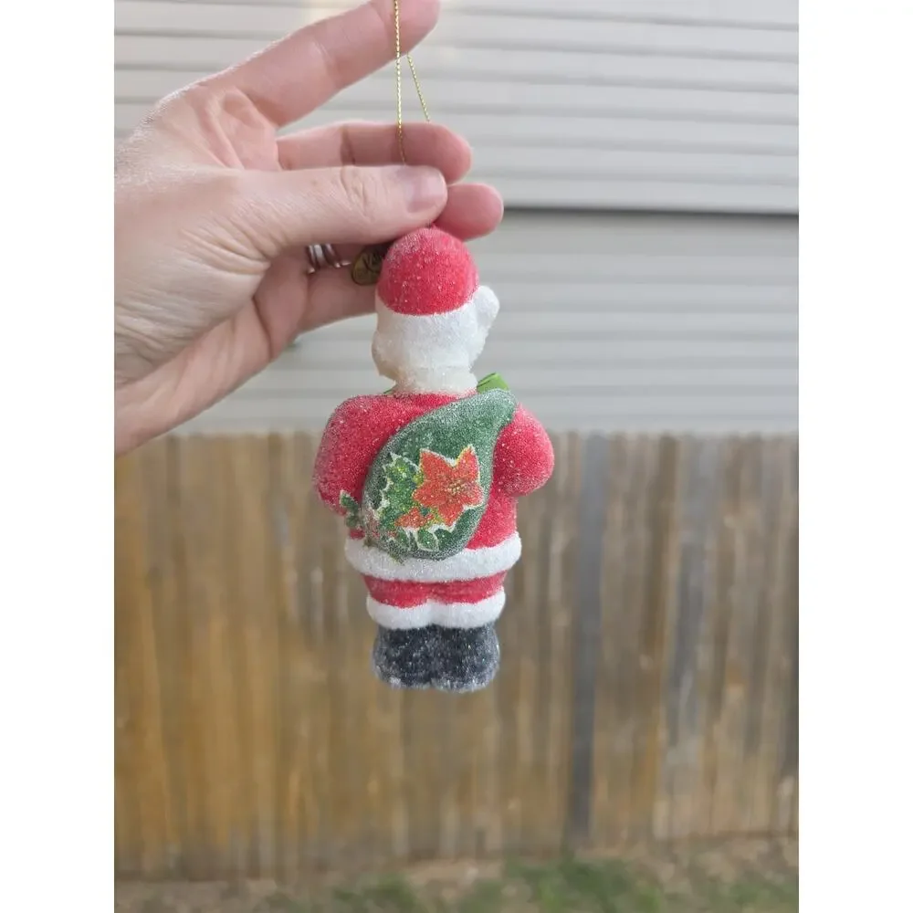 Katherine's Collection Retired Sugared Santa Ornament Vintage Glitter Santa Rare
